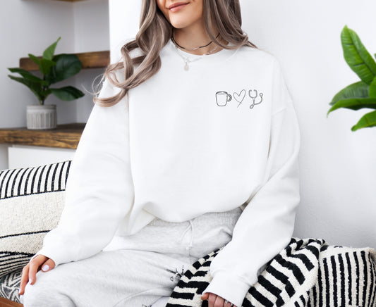 Coffee, Love, Nursing Crewneck Sweater