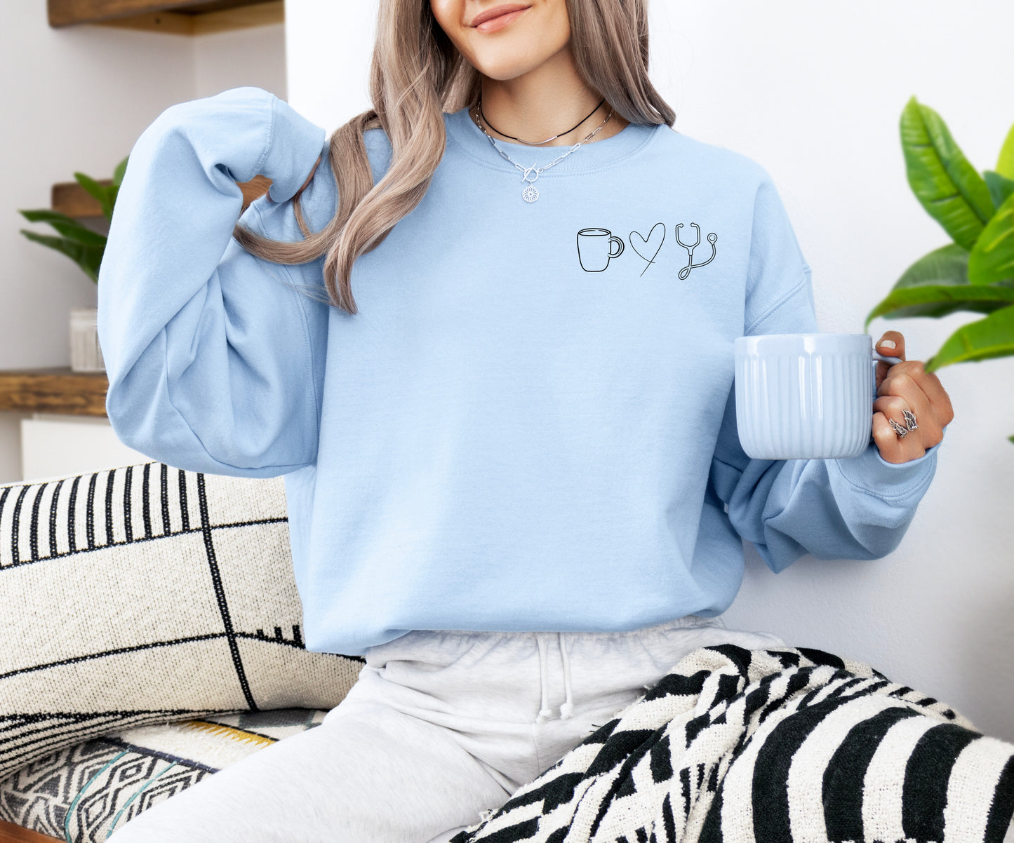 Coffee, Love, Nursing Crewneck Sweater