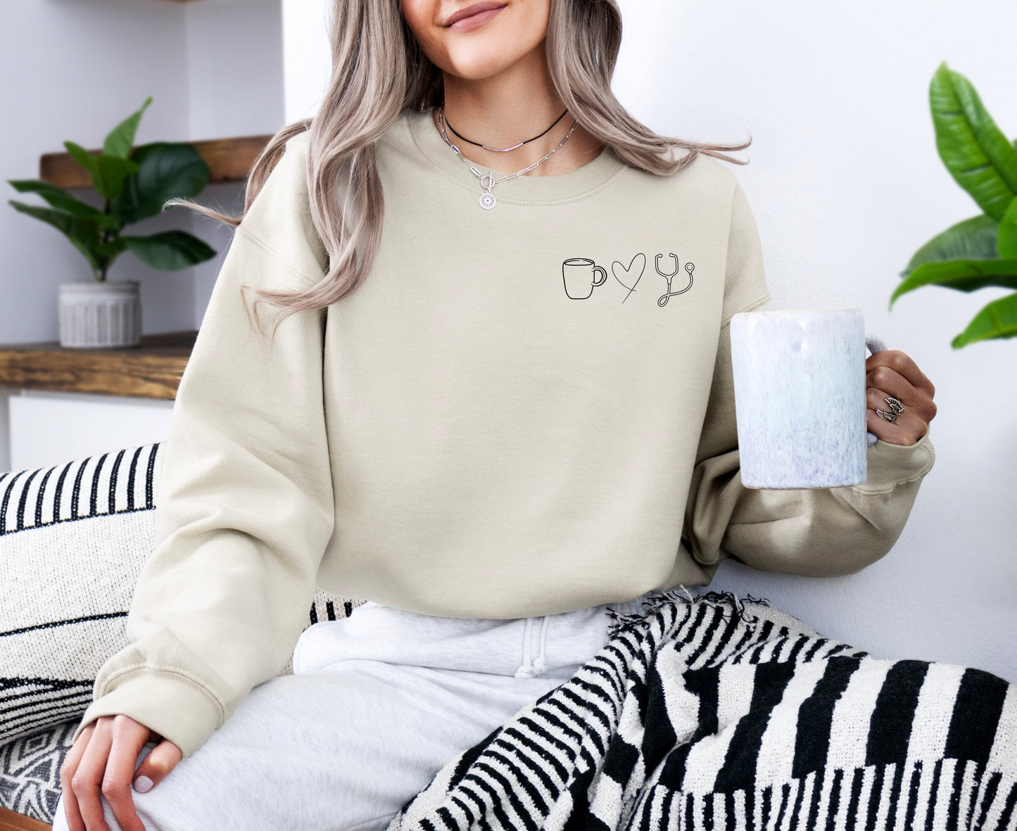 Coffee, Love, Nursing Crewneck Sweater