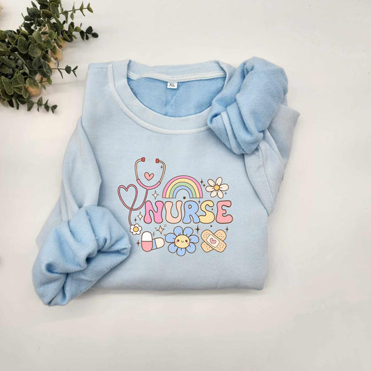 Vintage Rainbow Nurse Sweater